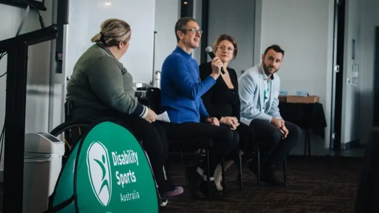 Panel discussion with speakers at a Disability Sports Australia workshop