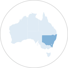 Map of Australia highlighting New South Wales