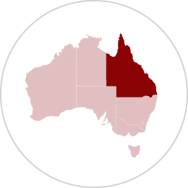 Map of Australia highlighting Queensland.
