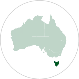 Map of Australia highlighting Tasmania.