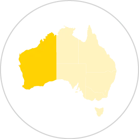 Map of Australia highlighting Western Australia.